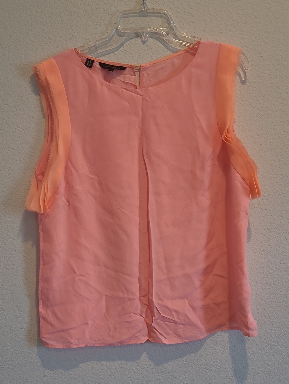 Ted Baker Peach Shortsleeve Silk Lightweight Top Size 4/L